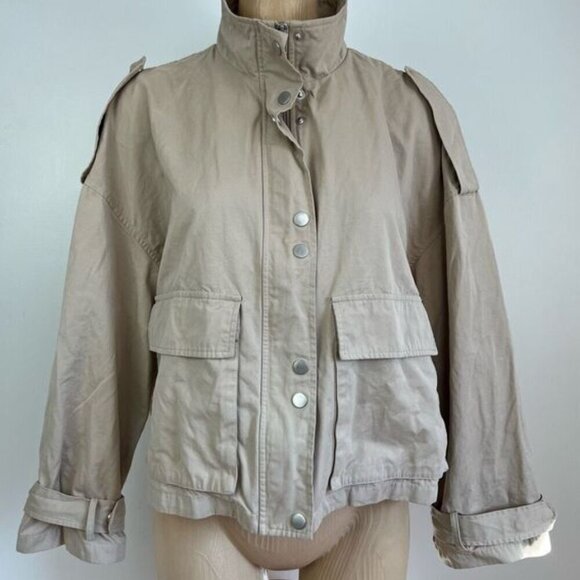 Modesens Ichi Women’s 36 Us Small Oversized Bazoza Jacket Coat Doeskin Neutral - Picture 2 of 15